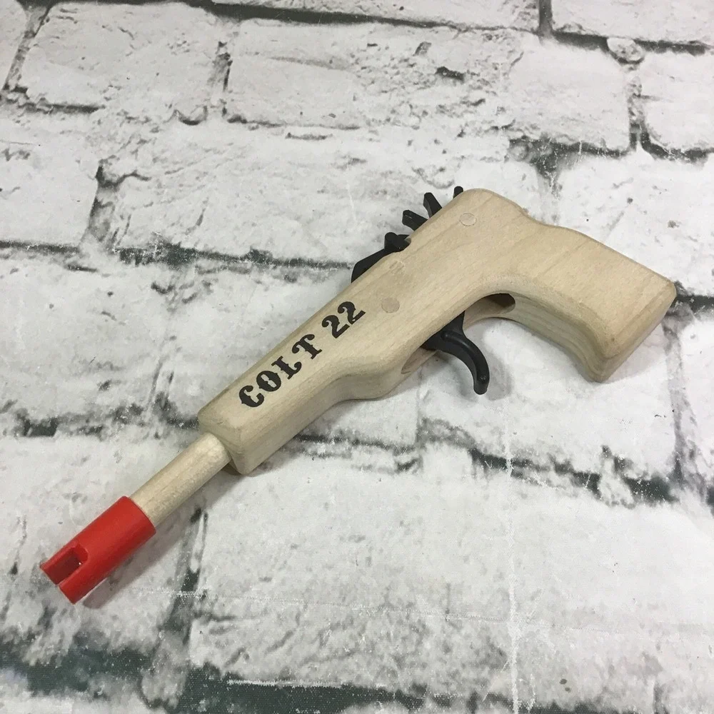 Magnum Enterprises Colt 22 Rubber Band Gun Wooden Toy Pistol Novelty